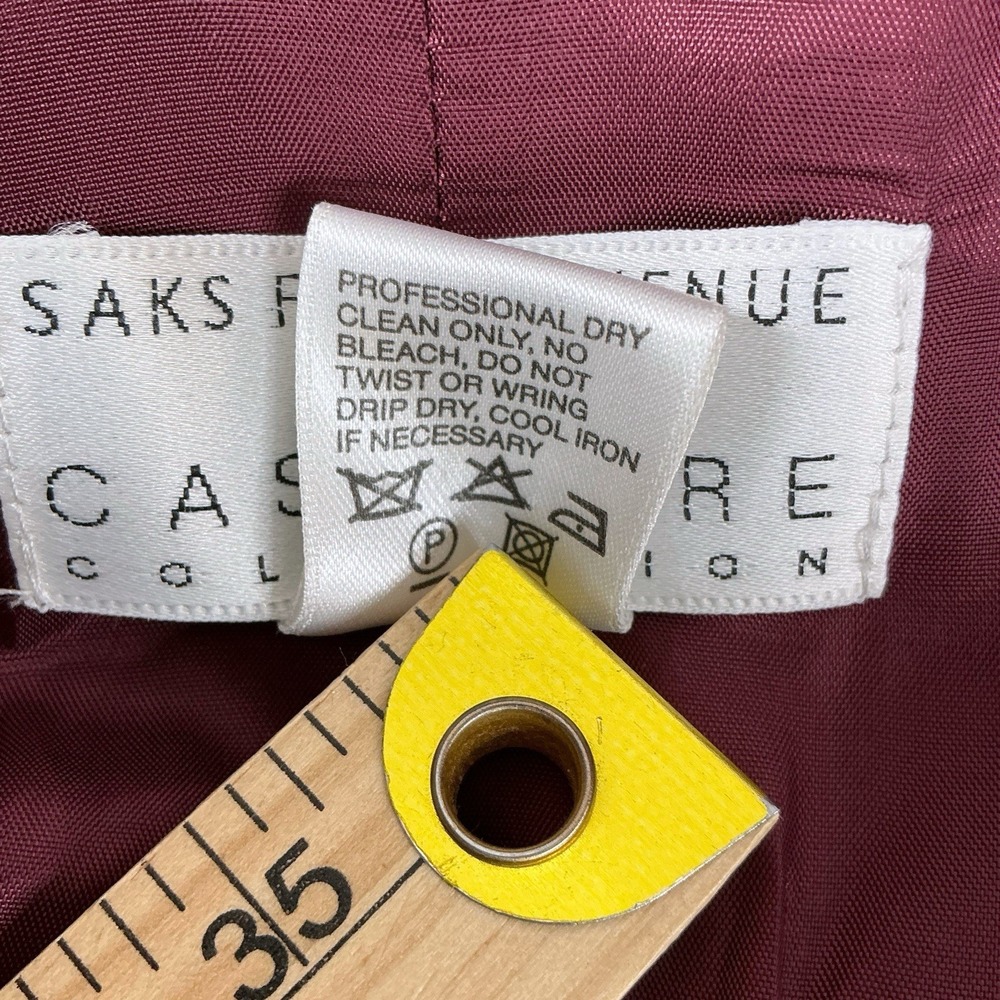 Saks Fifth Ave Cashmere Collection Blazer Jacket Coat Burgundy Germany Size 4 - Picture 11 of 16